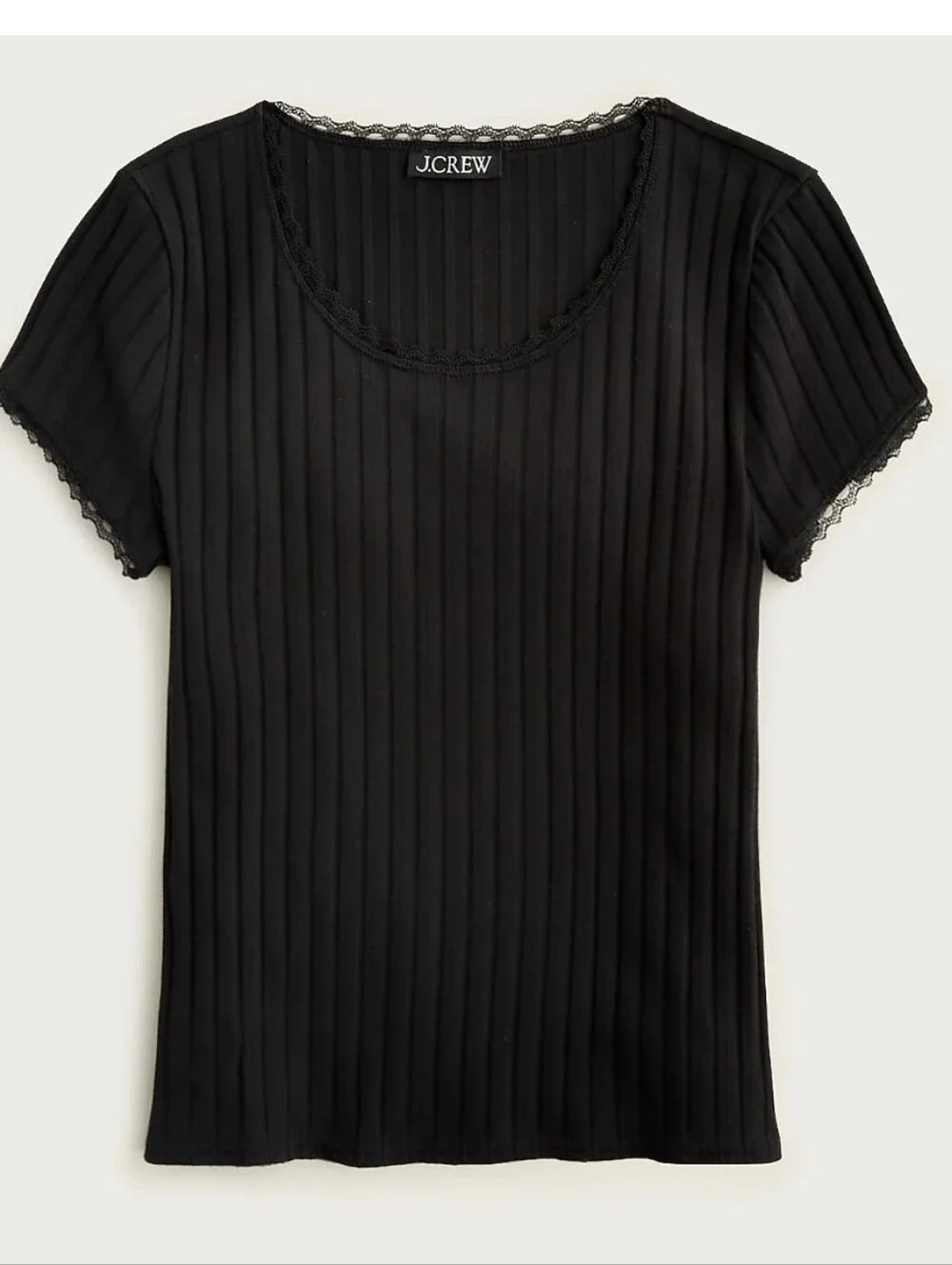 J. Crew Poinelle Short Sleeve Tshirt Small Ribbed Black Summer 20248